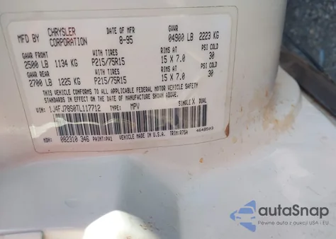 1996 Jeep Cherokee Country z USA, uszkodzony, nr VIN 1J4FJ78S0TL117712